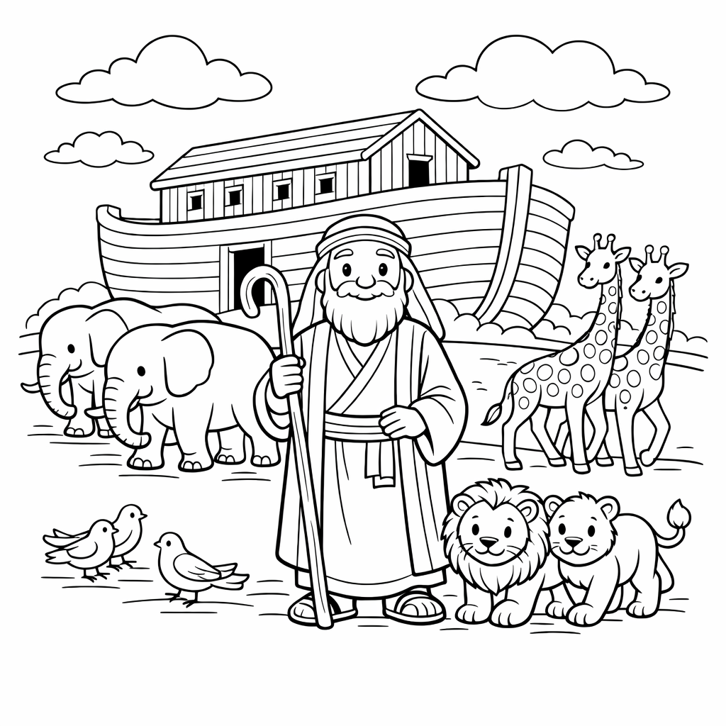 Desenho de Noé e a Arca