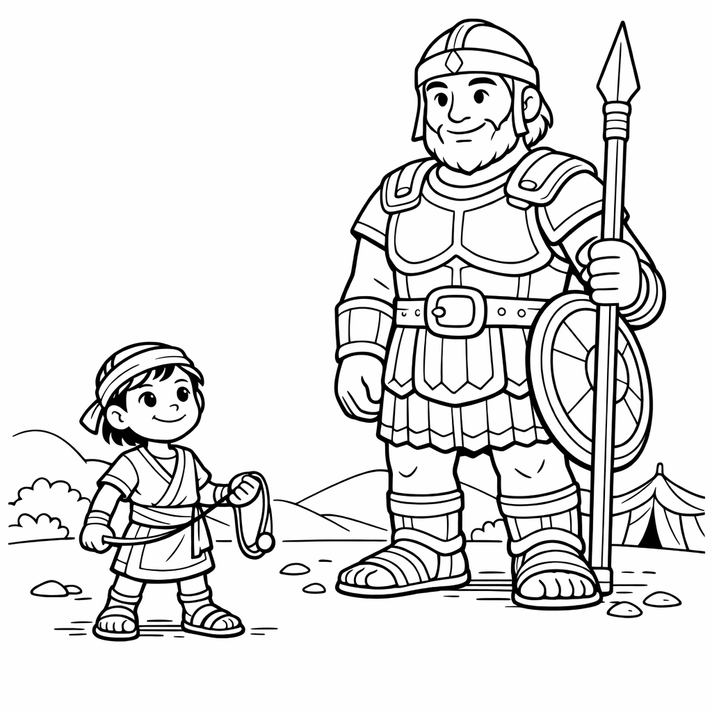 Desenho de Davi e Golias
