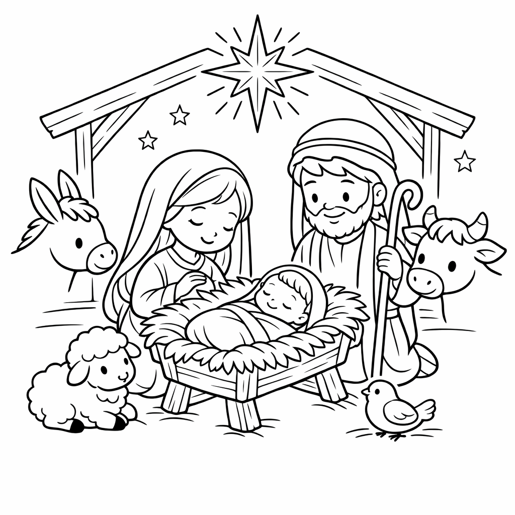 Desenho do Nascimento de Jesus
